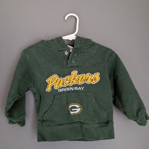 NFL Green Bay Packers Kids Hooded Sweatshirt - Dark Green with Yellow Logo 2T